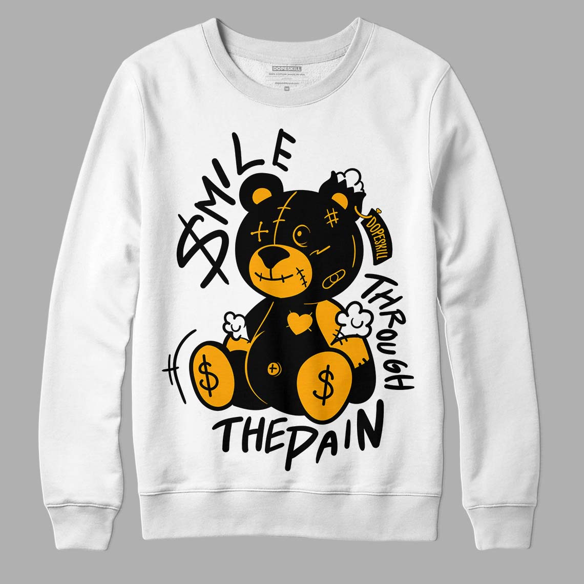 Black Taxi 12s DopeSkill Sweatshirt BEAN Graphic - White 