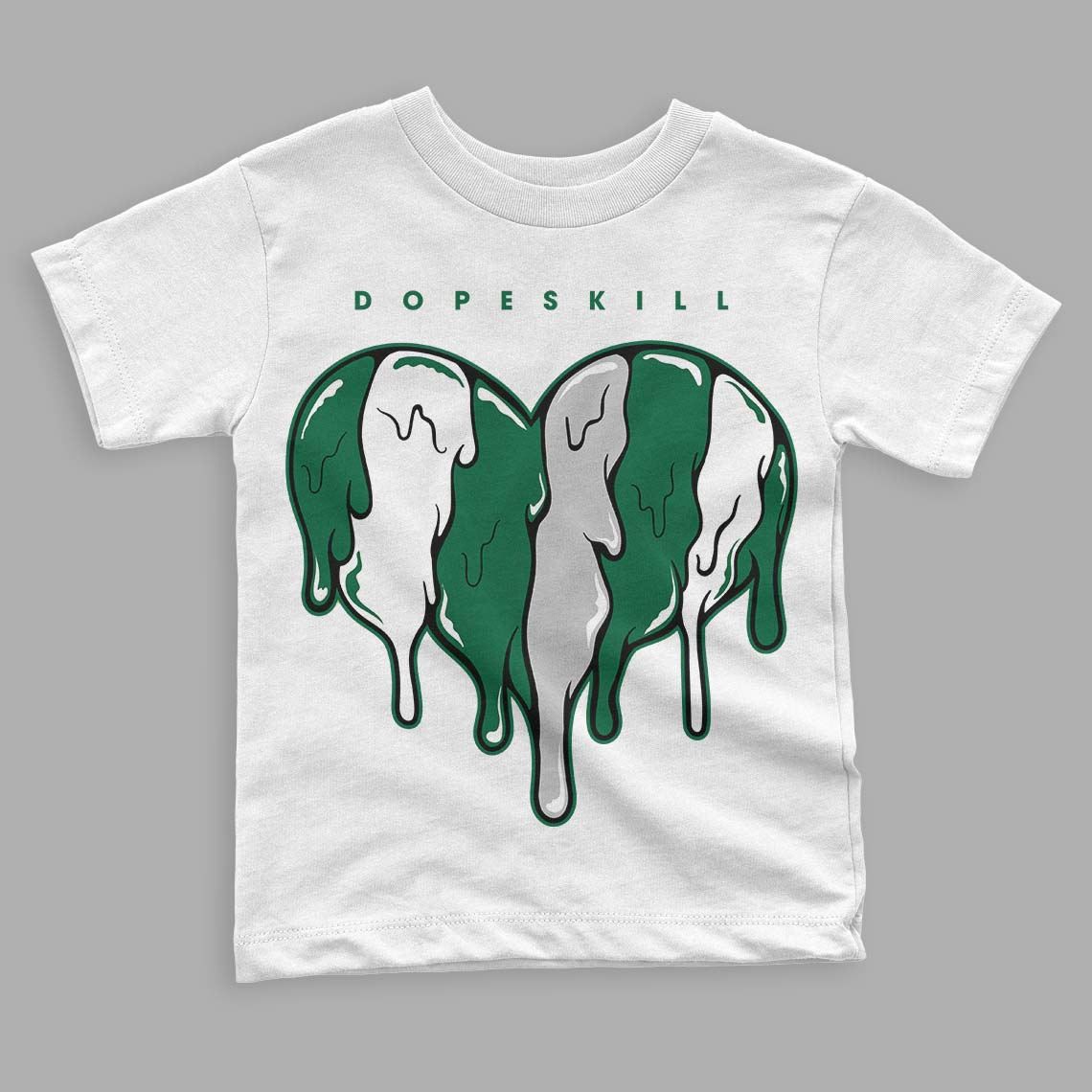 Gorge Green 1s DopeSkill Toddler Kids T-shirt Slime Drip Heart Graphic - white 