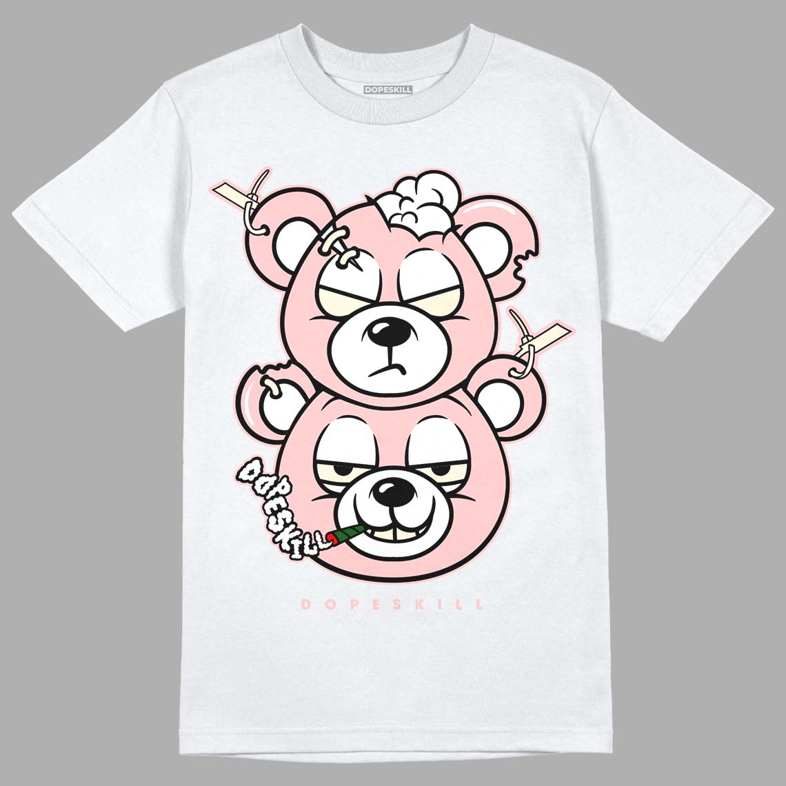 Jordan 1 High OG WMNS Washed Pink DopeSkill T-Shirt New Double Bear Graphic Streetwear - White