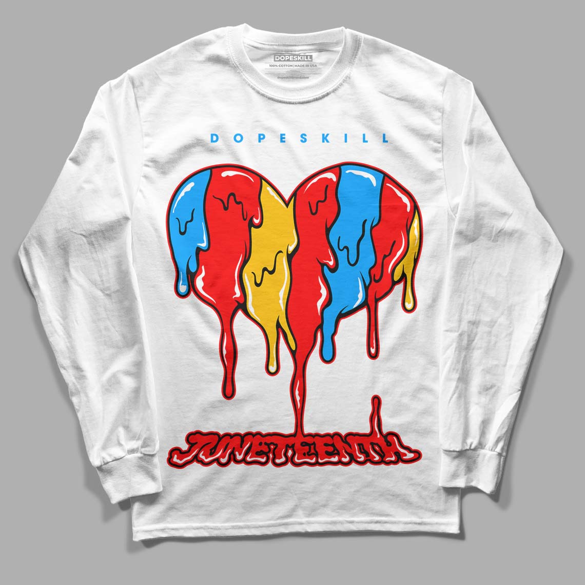 Fruity Pebbles Dunks DopeSkill Long Sleeve T-Shirt Juneteenth Heart Graphic - White