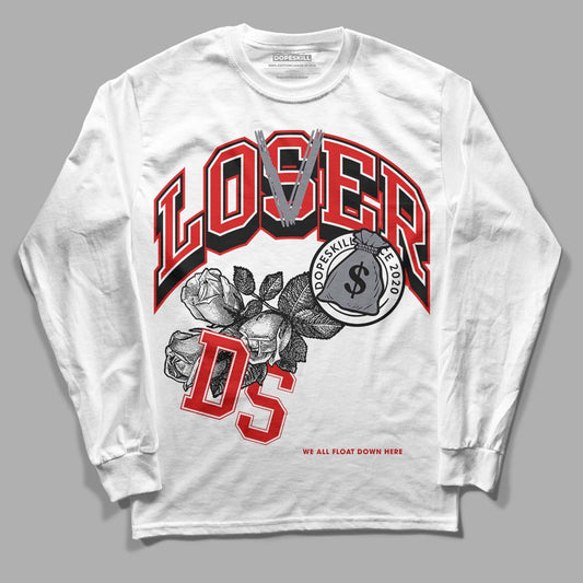 Gym Red 9s DopeSkill Long Sleeve T-Shirt Loser Lover Graphic - White 