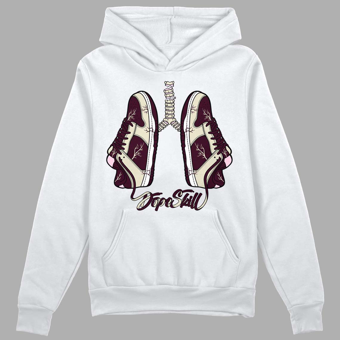 Dunk Low Night Maroon and Medium Soft Pink DopeSkill Hoodie Sweatshirt Breathe Graphic Streetwear - White 