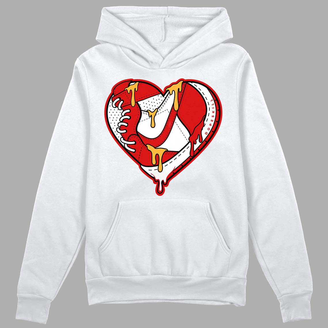 Dunk Low Gym Red DopeSkill Hoodie Sweatshirt Heart Jordan Graphic - White 