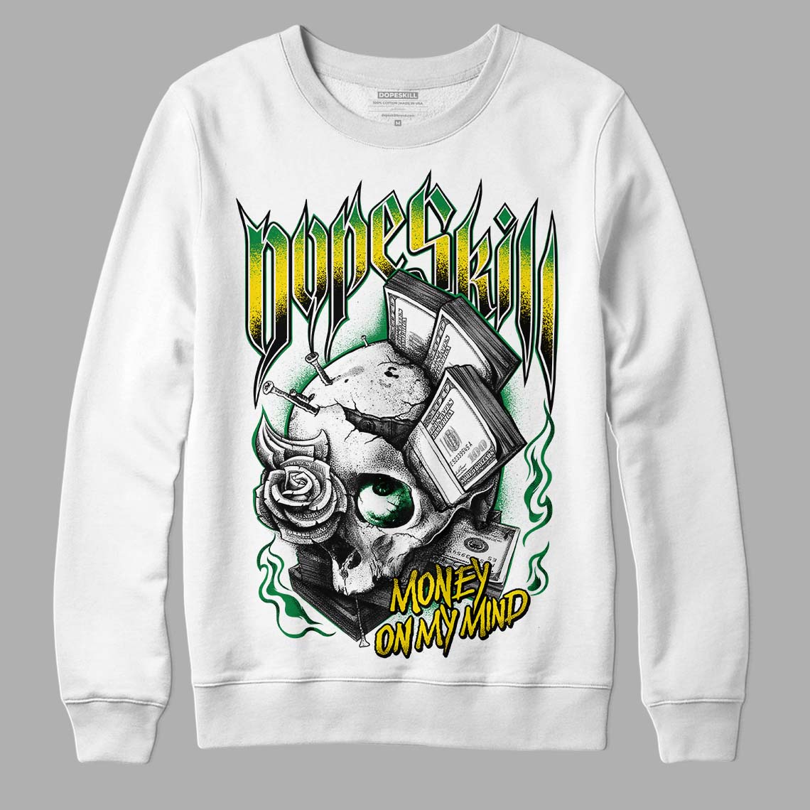 Dunk Low Reverse Brazil DopeSkill Sweatshirt Money On My Mind Graphic - White