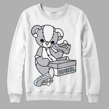 Jordan 11 Retro Low Cement Grey DopeSkill Sweatshirt Sneakerhead BEAR Graphic Streetwear - White 