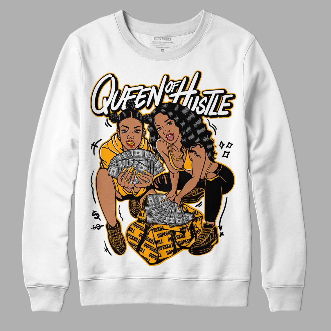 Black Taxi 12s DopeSkill Sweatshirt Queen Of Hustle Graphic - White 