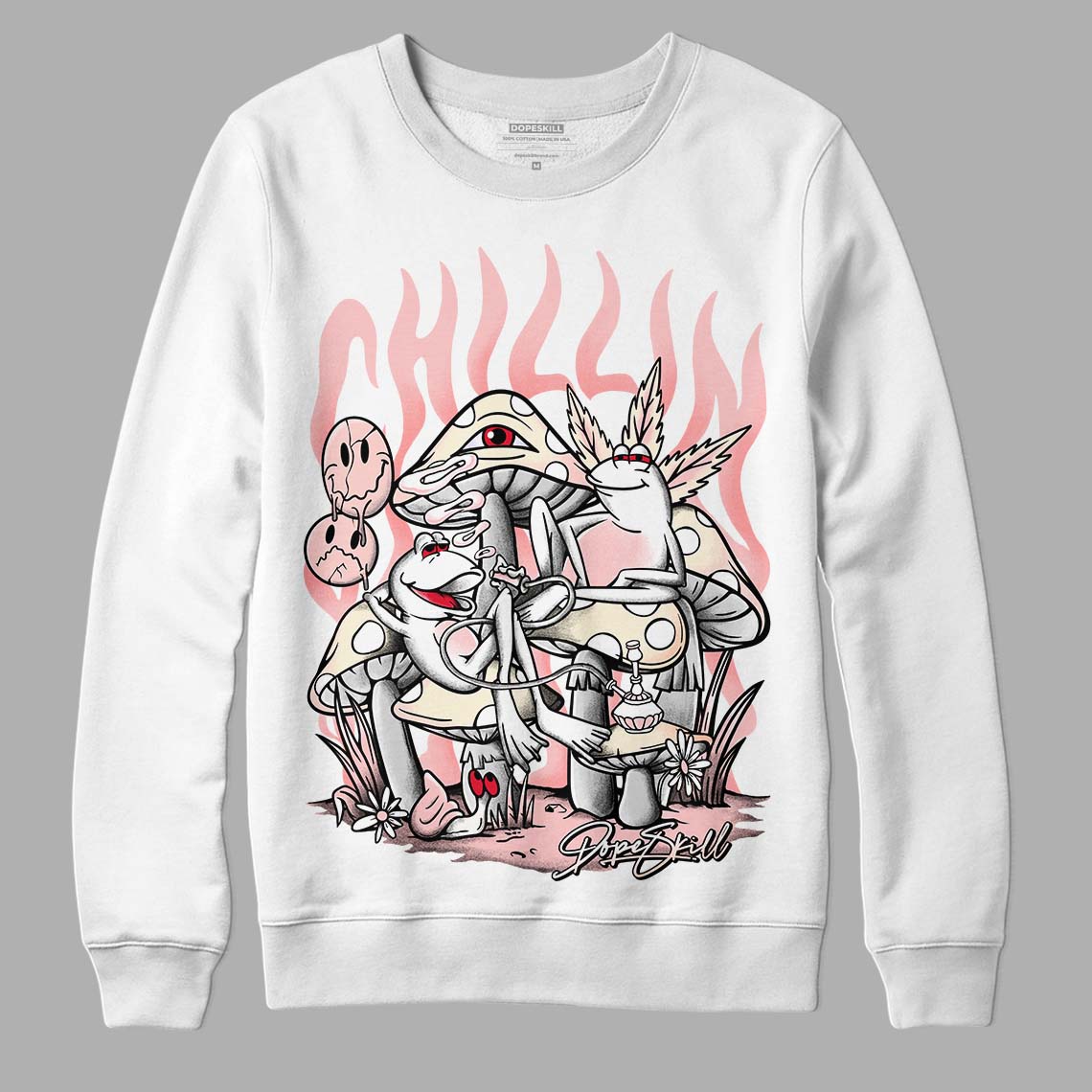 Jordan 1 High OG WMNS Washed Pink DopeSkill Sweatshirt Chillin Graphic Streetwear - White