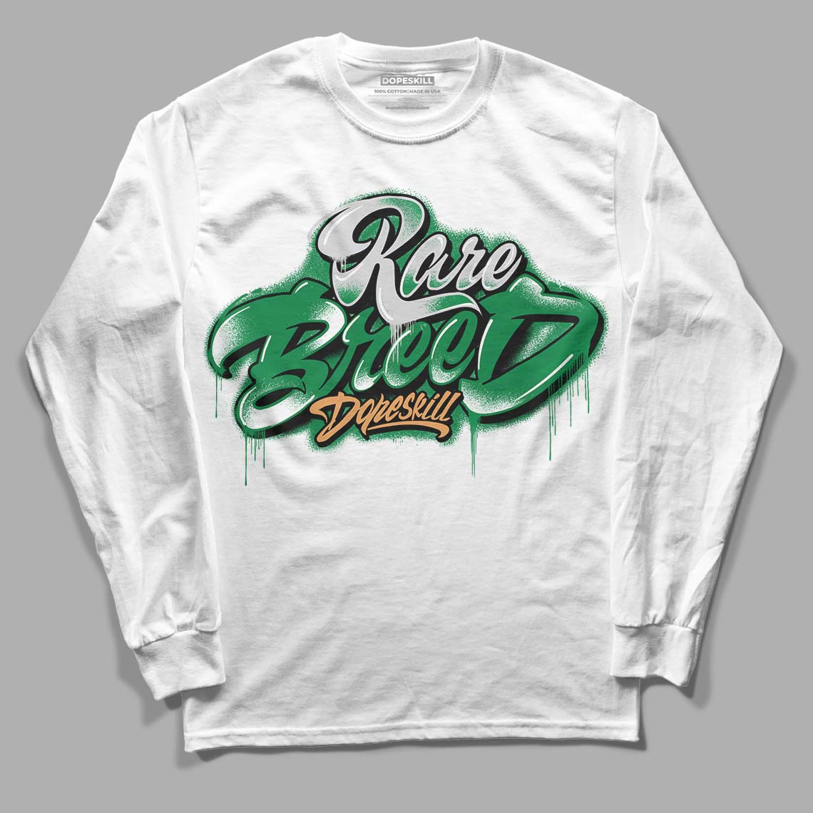 Nike SB x Jordan 4 “Pine Green” DopeSkill Long Sleeve T-Shirt Rare Breed Type Graphic Streetwear - White