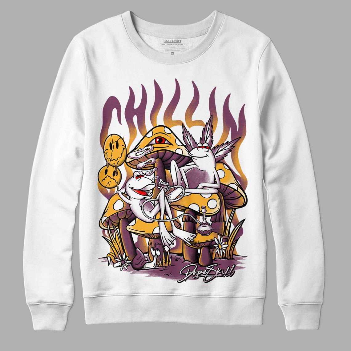 Brotherhood 1s High OG DopeSkill Sweatshirt Chillin Graphic - White 