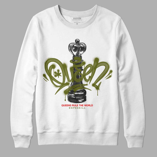 Travis Scott x Jordan 1 Low OG “Olive” DopeSkill Sweatshirt Queen Chess Graphic Streetwear - White