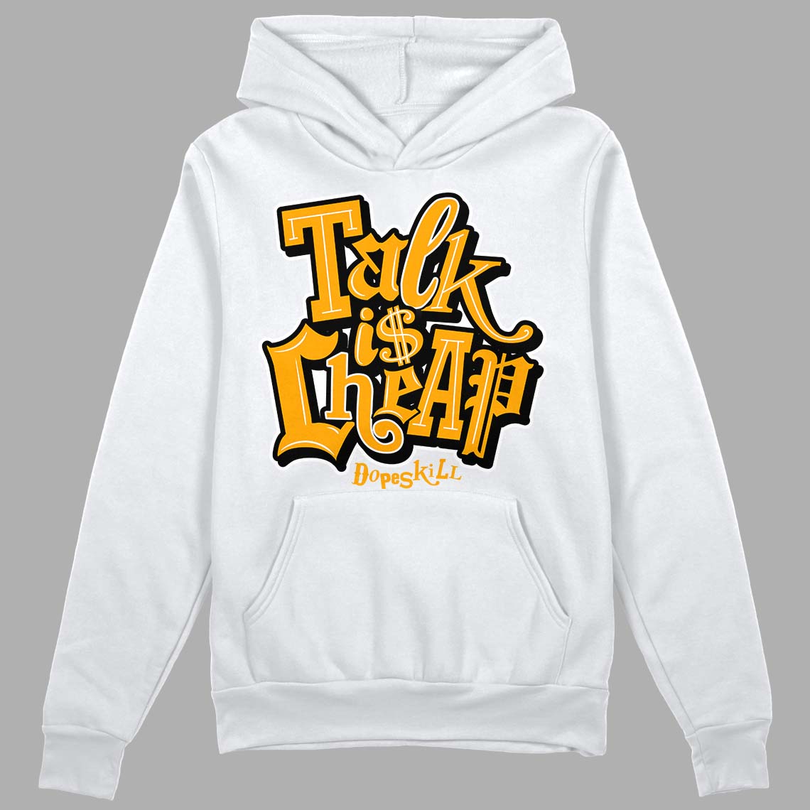 Black Taxi 12s DopeSkill Hoodie Sweatshirt Talk Is Chip Graphic - White