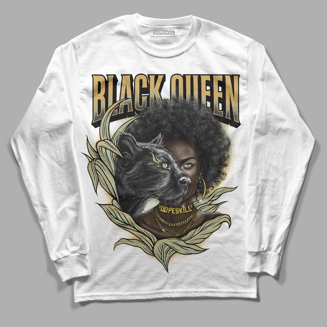 Jade Horizon 5s DopeSkill Long Sleeve T-Shirt New Black Queen Graphic - White 
