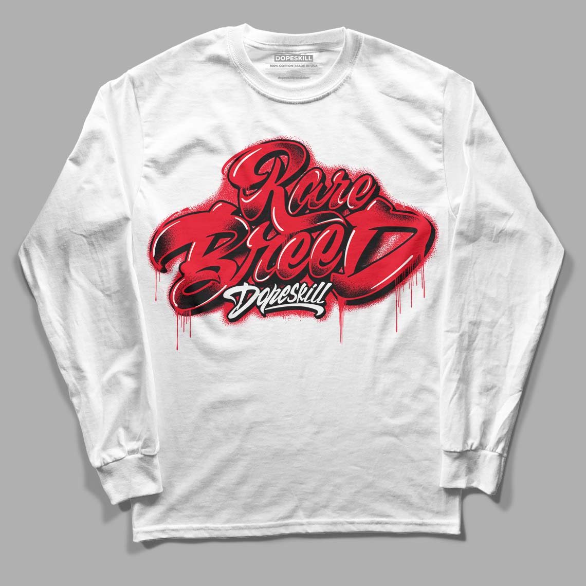 Red Thunder 4s DopeSkill Long Sleeve T-Shirt Rare Breed Type Graphic - White