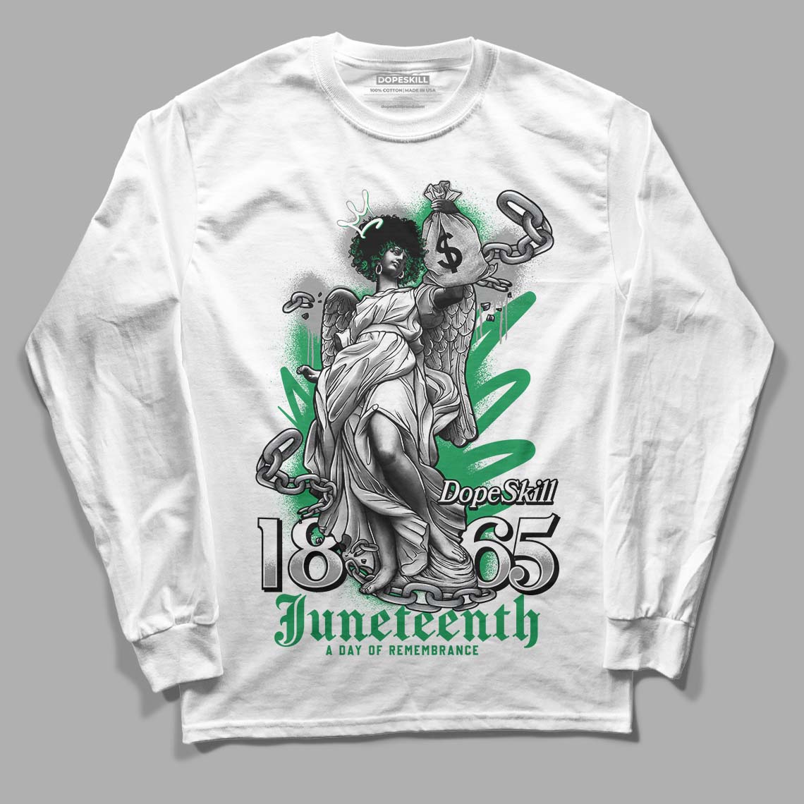  Jordan 3 WMNS “Lucky Green” DopeSkill Long Sleeve T-Shirt Juneteenth Graphic Streetwear - White