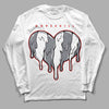 Fire Red 9s DopeSkill Long Sleeve T-Shirt Slime Drip Heart Graphic - White 