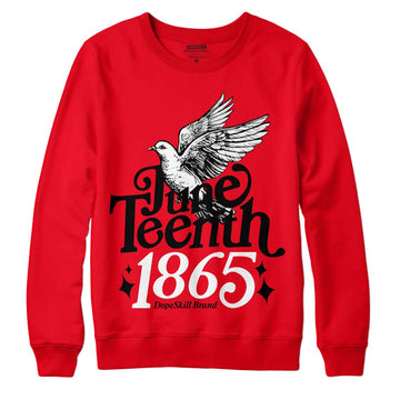 Jordan 4 Red Thunder’ DopeSkill Red Sweatshirt Juneteenth 1865 Graphic Streetwear