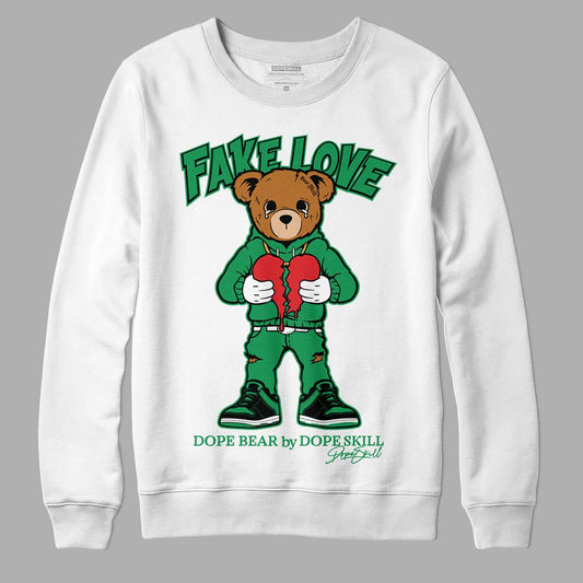 Jordan 1 Low Lucky Green DopeSkill Sweatshirt Fake Love Graphic Streetwear - White