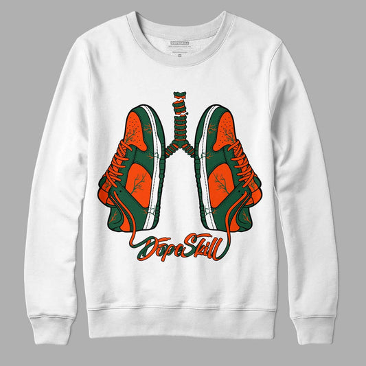 Dunk Low Team Dark Green Orange DopeSkill Sweatshirt Breathe Graphic - White