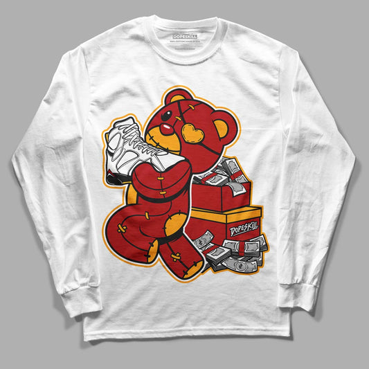 Cardinal 7s DopeSkill Long Sleeve T-Shirt Bear Steals Sneaker Graphic - White 