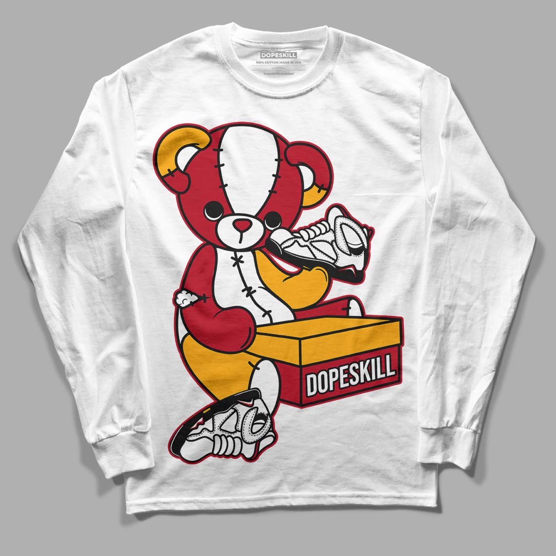 Cardinal 7s DopeSkill Long Sleeve T-Shirt Sneakerhead BEAR Graphic - White 