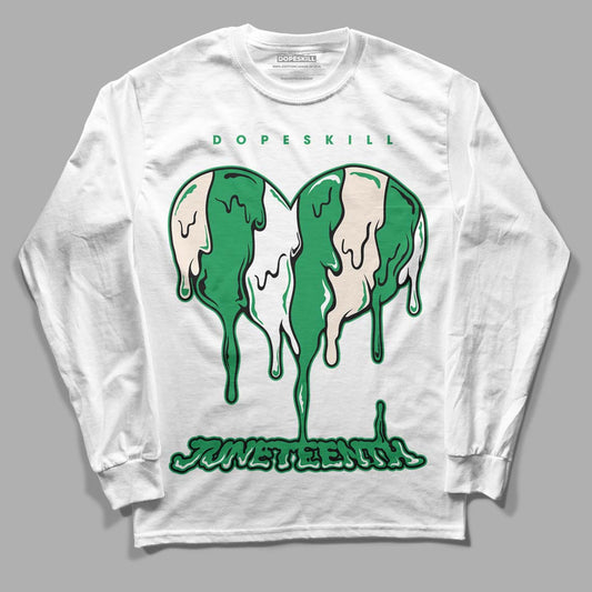 Jordan 2 Retro Lucky Green DopeSkill Long Sleeve T-Shirt Juneteenth Heart Graphic Streetwear  - White 