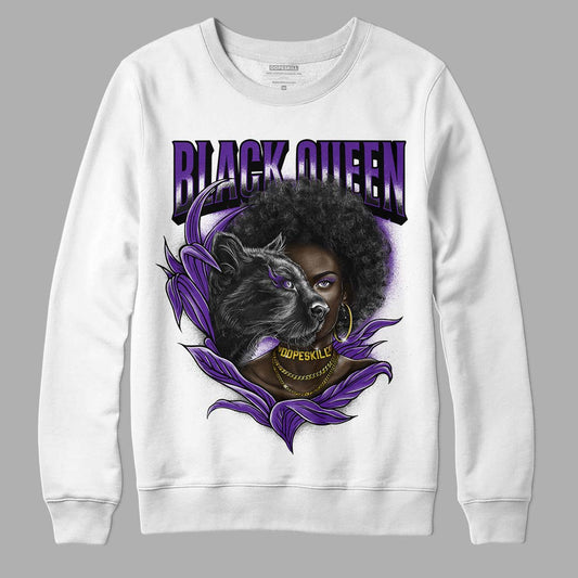 Dark Iris 3s DopeSkill Sweatshirt New Black Queen Graphic - White 