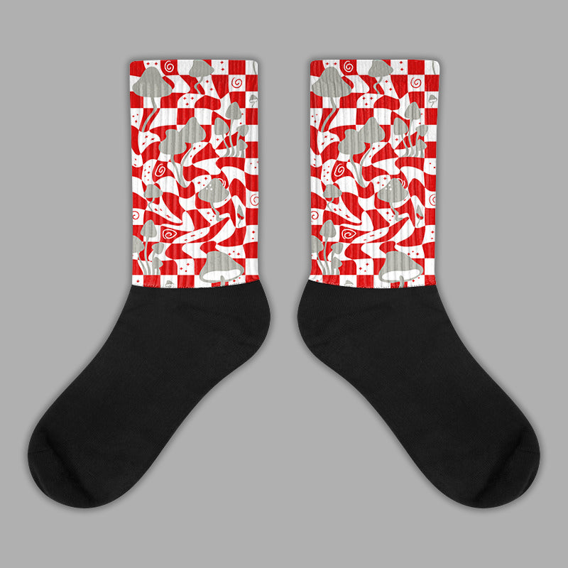 Mushroom Sublimated Socks Match Fire Red 3s 