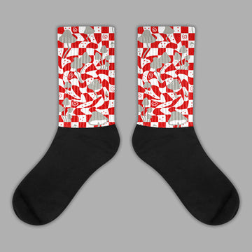 Mushroom Sublimated Socks Match Fire Red 3s 