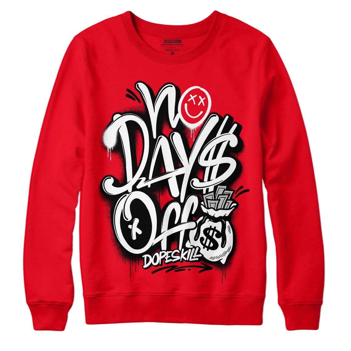 Red Thunder 4s DopeSkill Red Sweatshirt No Days Off Graphic - Red