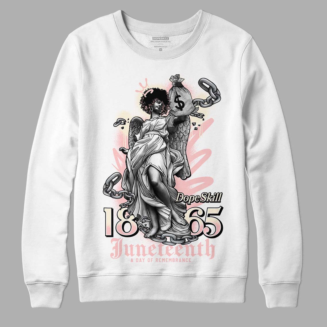 Jordan 1 High OG WMNS Washed Pink DopeSkill Sweatshirt Juneteenth Graphic Streetwear - White