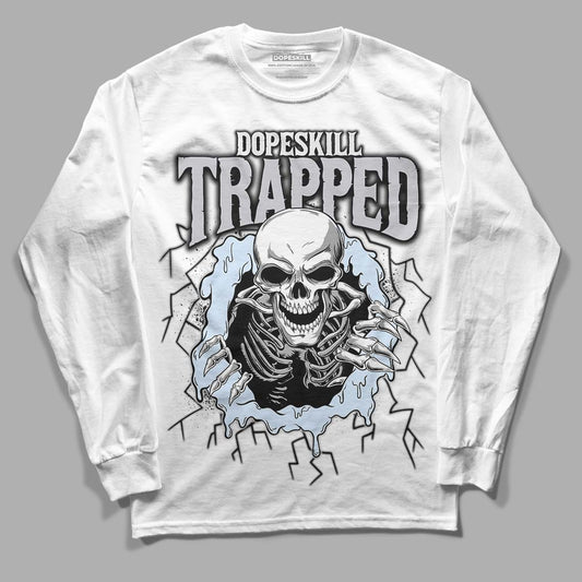 Black Metallic Chrome 6s DopeSkill Long Sleeve T-Shirt Trapped Halloween Graphic - White