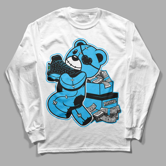 University Blue 13s DopeSkill Long Sleeve T-Shirt Bear Steals Sneaker Graphic - Black