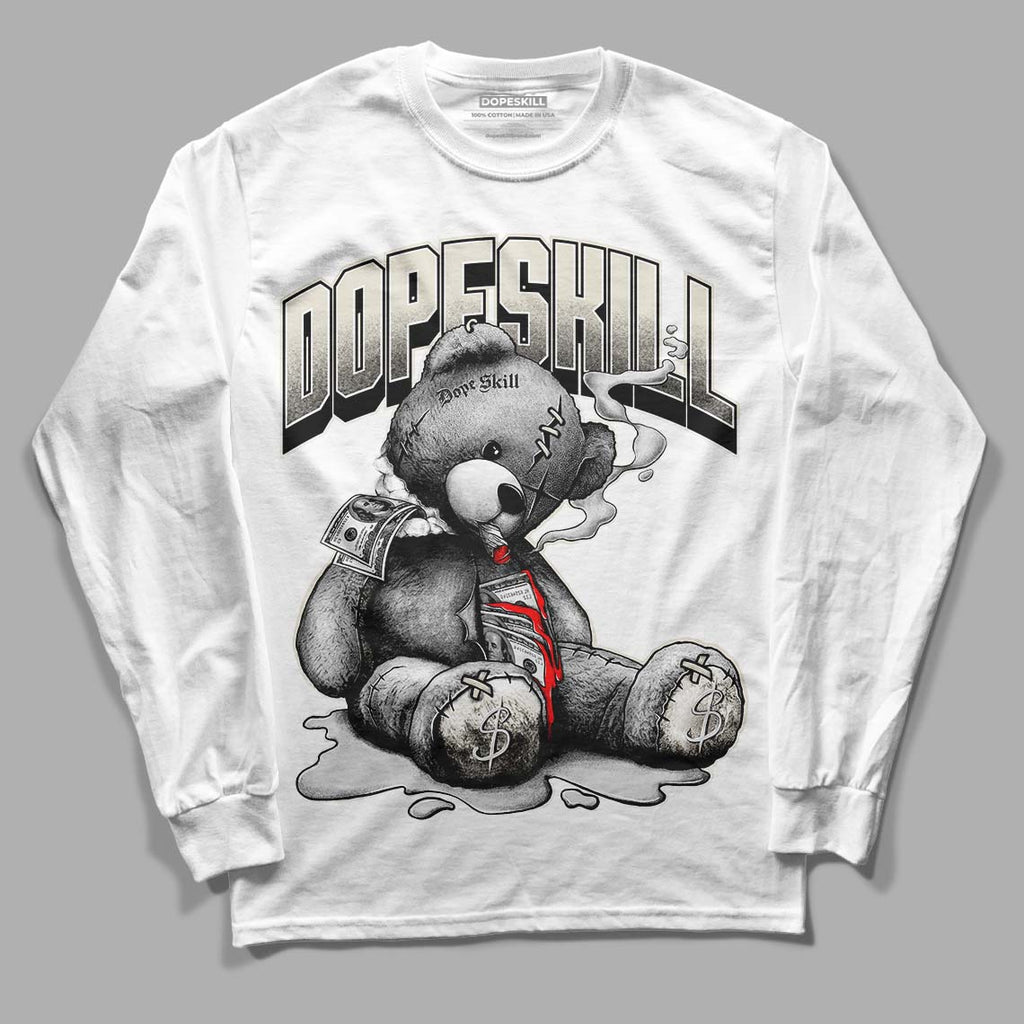 Light Orewood Brown 11s Low DopeSkill Long Sleeve T-Shirt Sick Bear Graphic - White