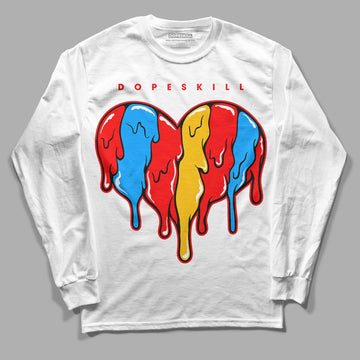 Fruity Pebbles Dunks DopeSkill Long Sleeve T-Shirt Slime Drip Heart Graphic - White