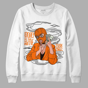 Orange Black White DopeSkill Sweatshirt Money Is The Motive Graphic - White 