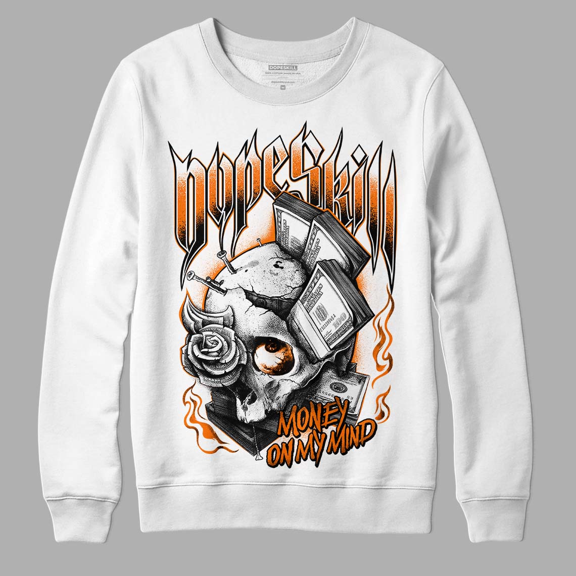 Wmns Dunk Low 'Magma Orange DopeSkill Sweatshirt Money On My Mind Graphic Streetwear - White