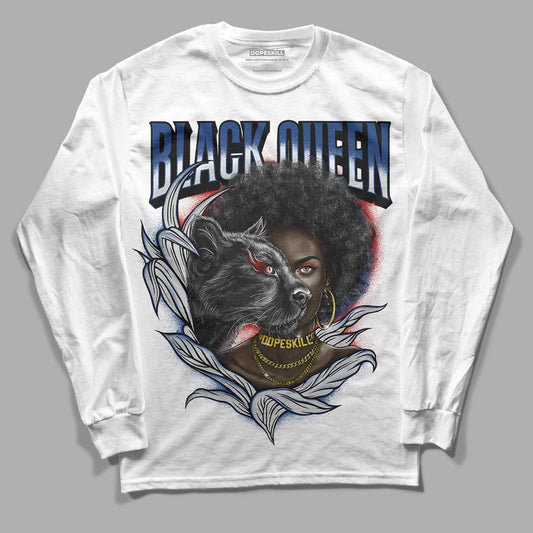 French Blue 13s DopeSkill Long Sleeve T-Shirt New Black Queen Graphic - White 