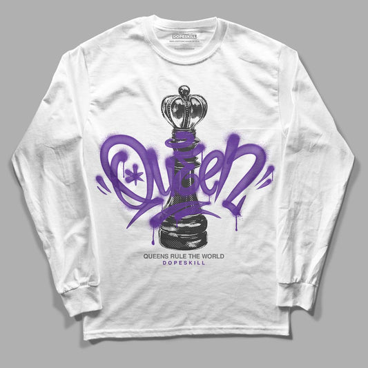 Jordan 3 Dark Iris DopeSkill Long Sleeve T-Shirt Queen Chess Graphic Streetwear - White