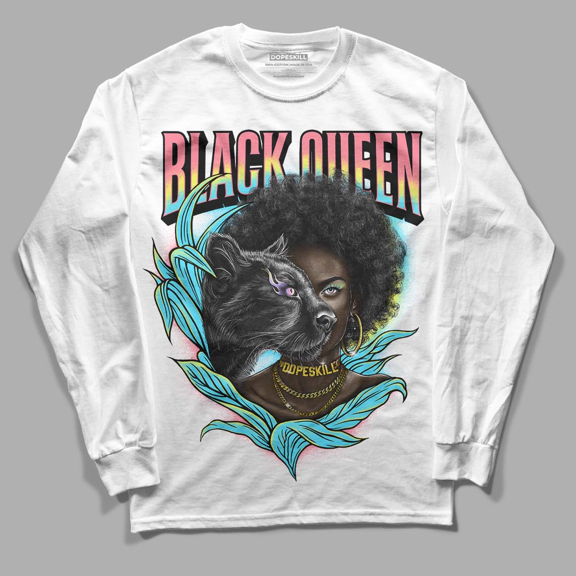 Candy Easter Dunk Low DopeSkill Long Sleeve T-Shirt New Black Queen Graphic - White 