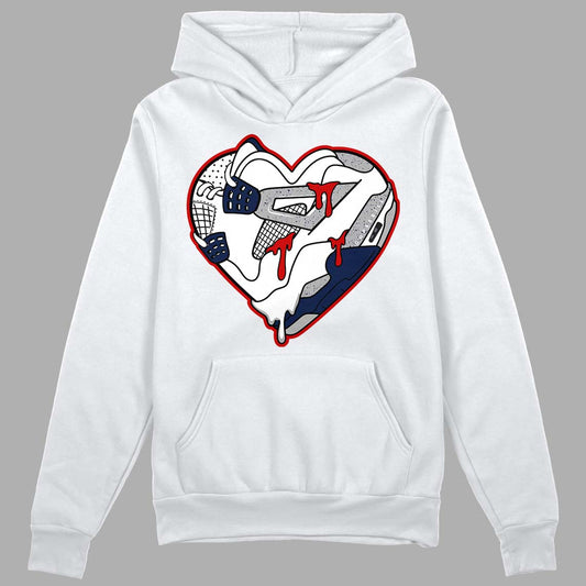 Midnight Navy 4s DopeSkill Hoodie Sweatshirt Heart Jordan 4 Graphic - White