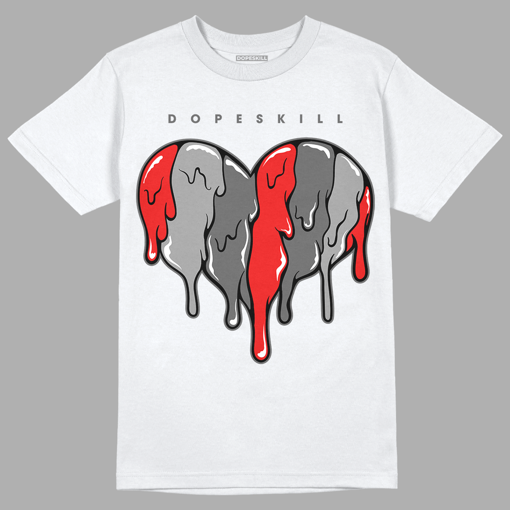 Jordan 4 Infrared DopeSkill T-Shirt Slime Drip Heart Graphic - White 
