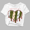 Travis Scott x Jordan 1 Low OG “Olive” DopeSkill Women's Crop Top Slime Drip Heart Graphic Streetwear - White 