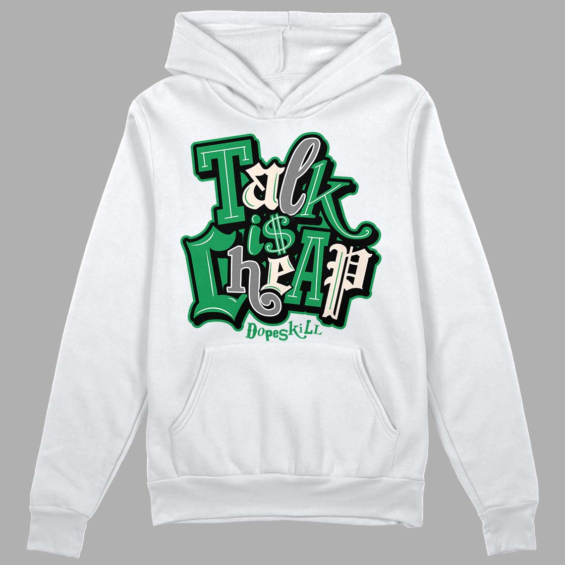 Jordan 2 Retro Lucky Green DopeSkill Hoodie Sweatshirt Talk Is Chip Graphic Streetwear - White