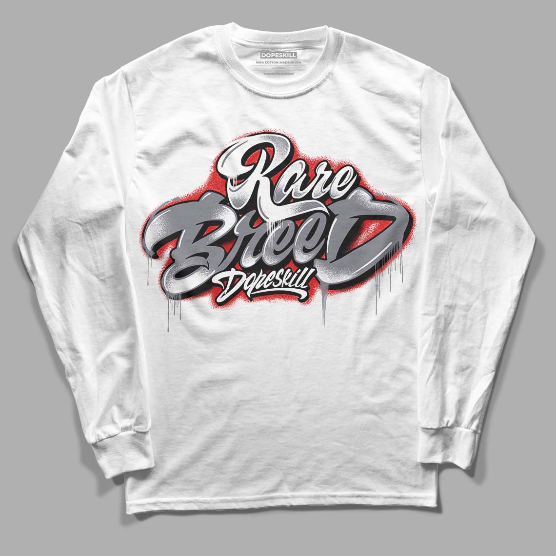 Fire Red 9s DopeSkill Long Sleeve T-Shirt Rare Breed Type Graphic - White