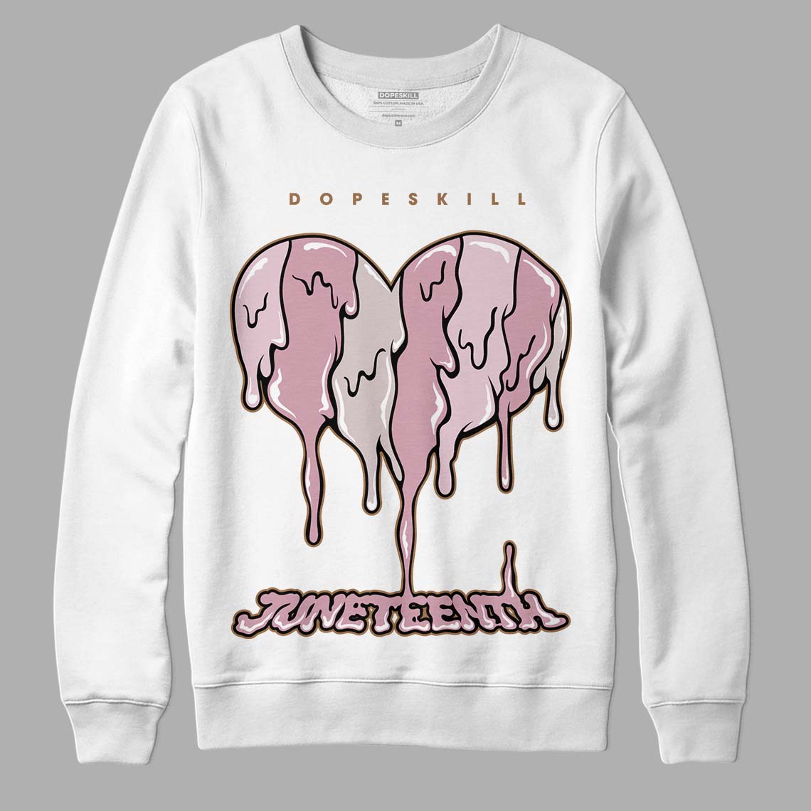 Dunk Low Teddy Bear Pink DopeSkill Sweatshirt Juneteenth Heart Graphic - White 