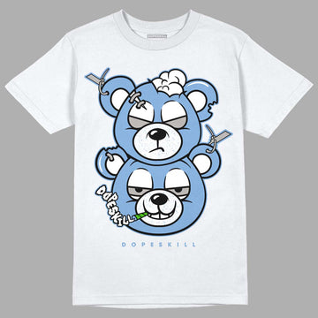 Jordan 5 Retro University Blue DopeSkill T-Shirt New Double Bear Graphic Streetwear - White