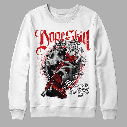 Gym Red 9s DopeSkill Sweatshirt Money Loves Me Graphic - White 