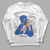 True Blue 1s DopeSkill Long Sleeve T-Shirt Money Is The Motive Graphic - White