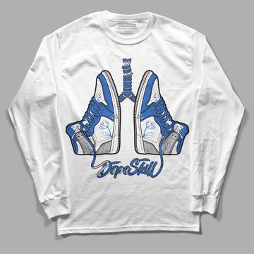 True Blue 1s DopeSkill Long Sleeve T-Shirt Breathe Graphic - White