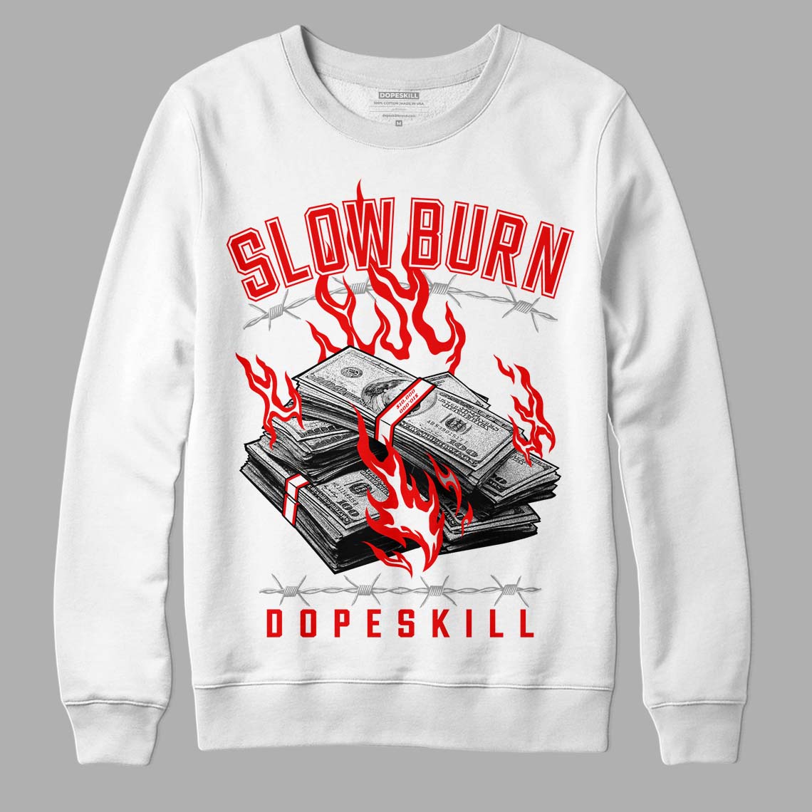 Cherry 11s DopeSkill Sweatshirt Slow Burn Graphic - White